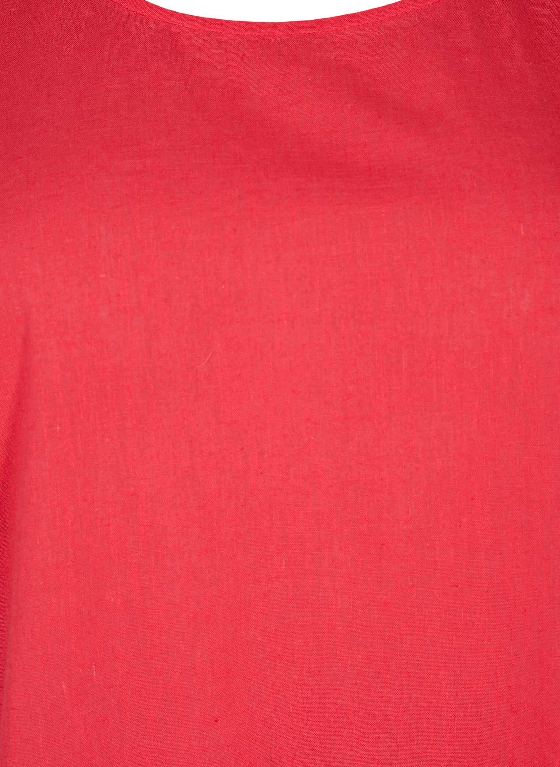 Zizzi Blouse &agrave; manches courtes en coton m&eacute;lang&eacute; avec du lin, Hibiscus, Packshot image number 2