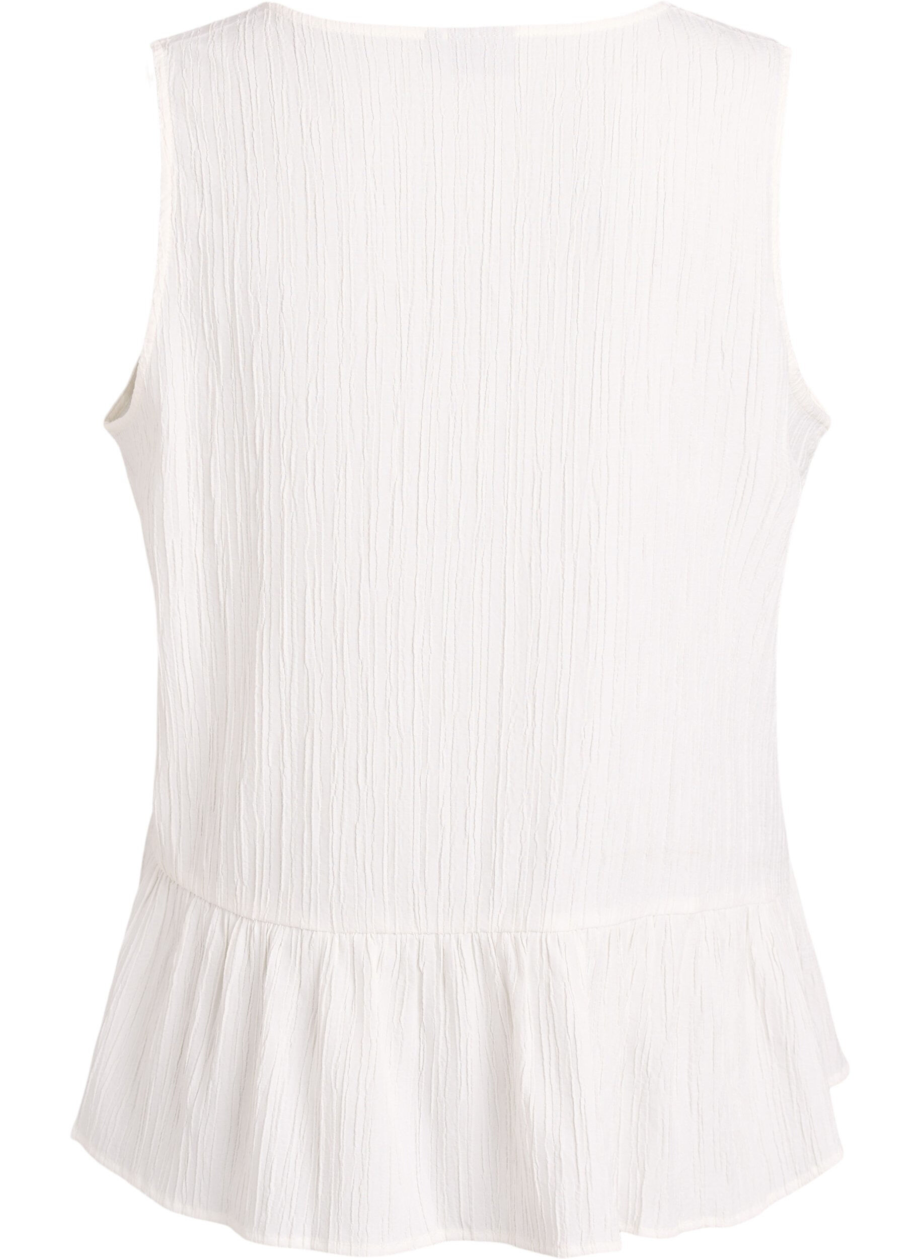 ZizziBlouse sans manches textur&eacute;e avec lien &agrave; nouer, Vanille, Packshot image number 1