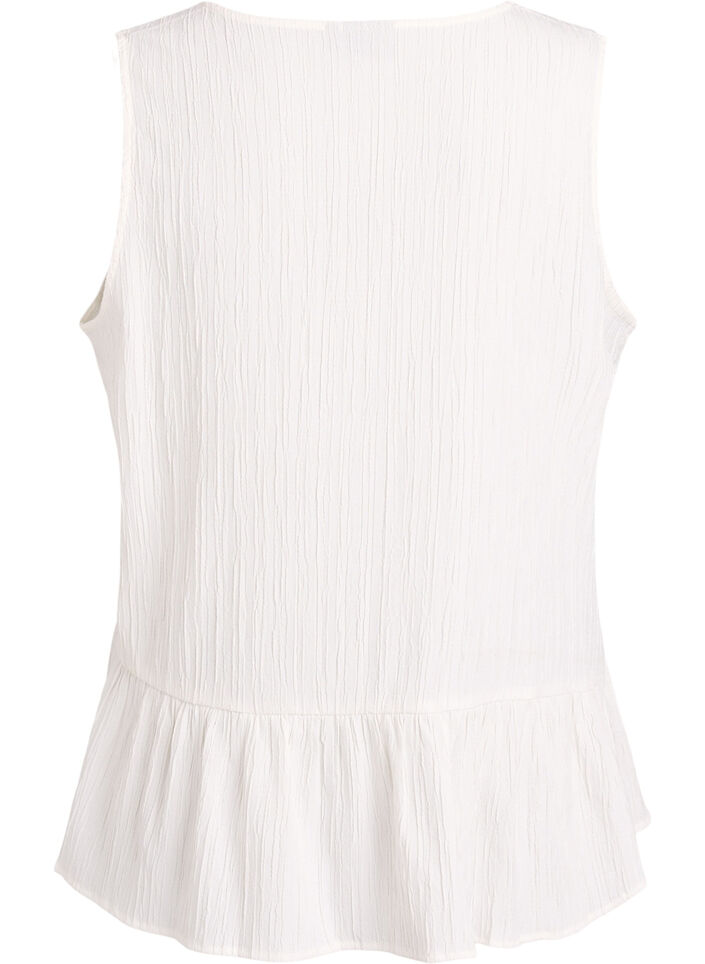 Blouse sans manches textur&eacute;e avec lien &agrave; nouer, Vanille, Packshot image number 1