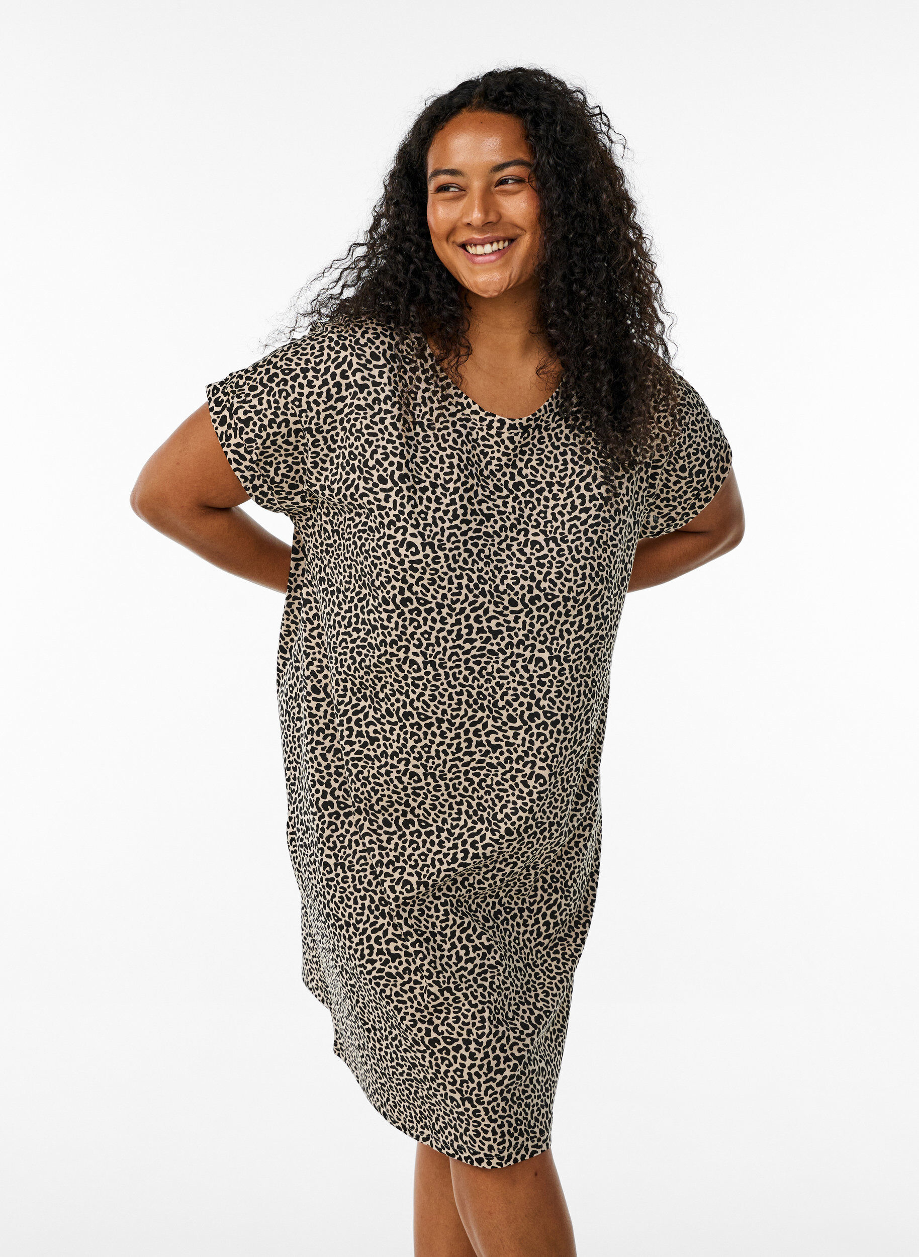 2-pack Robe T-shirt &agrave; manches courtes, Camel, Model