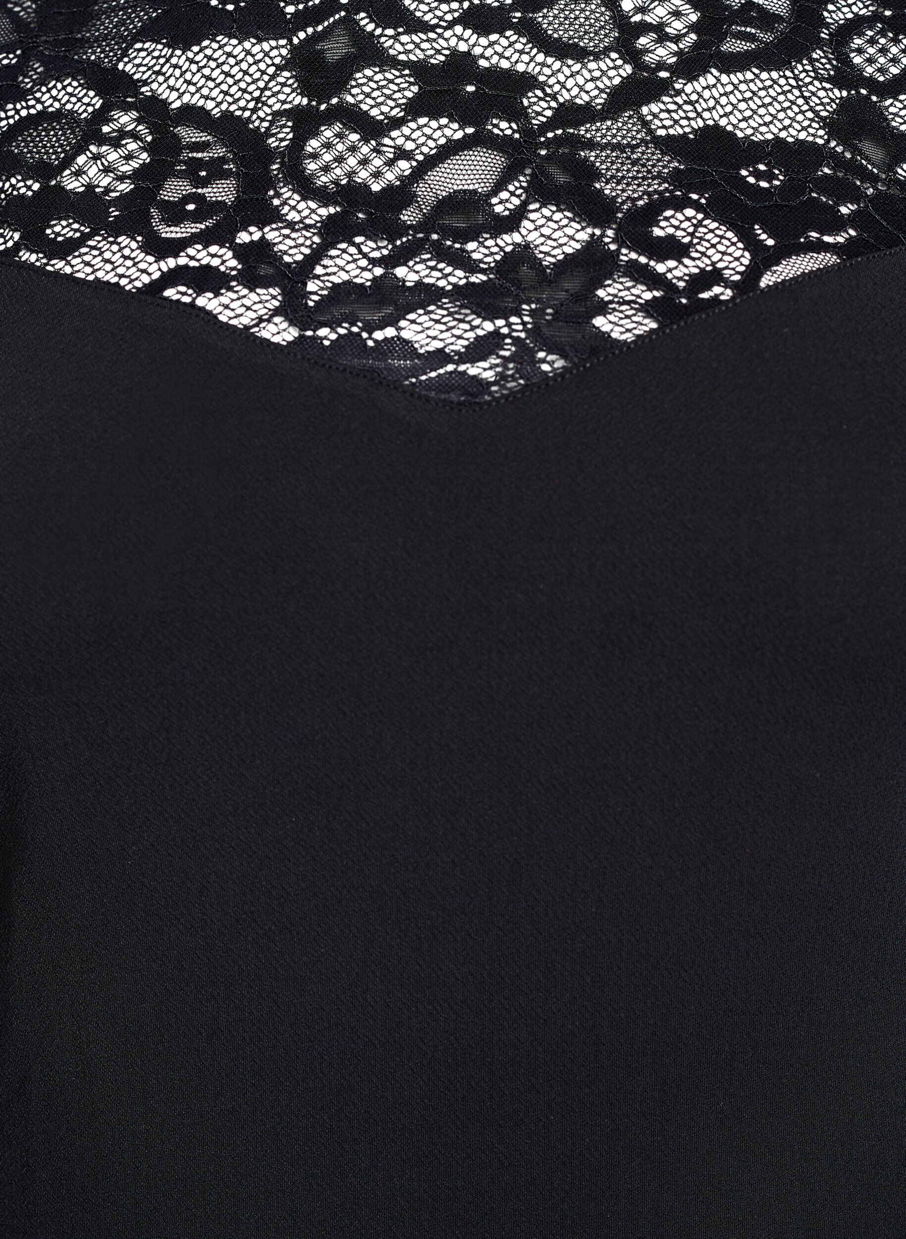 Zizzi Body ajust&eacute; avec des manches en dentelle, Noir, Packshot image number 2