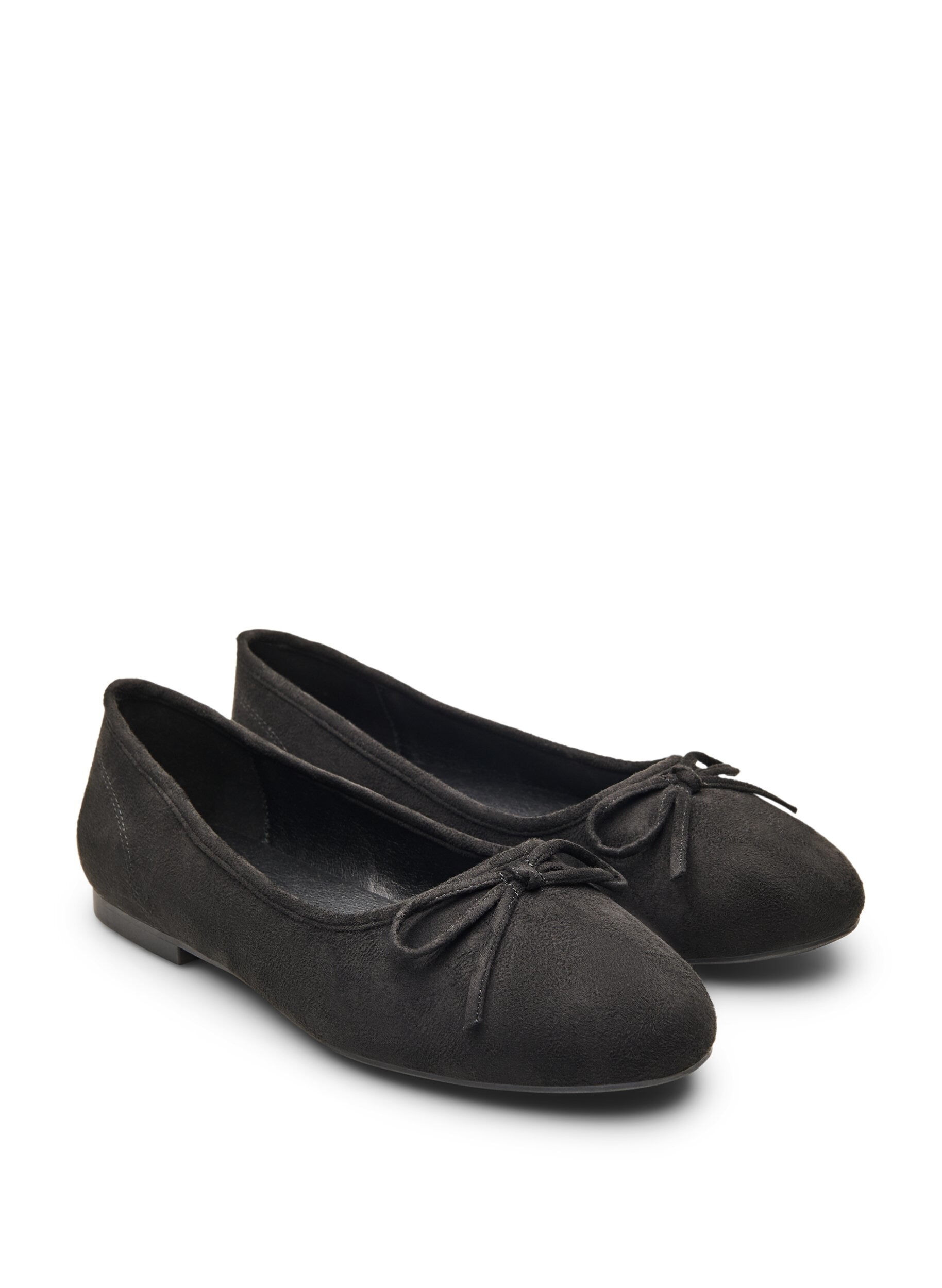 Zizzi Large - Ballerines en su&eacute;dine &agrave; n&oelig;ud, Noir, Packshot image number 1