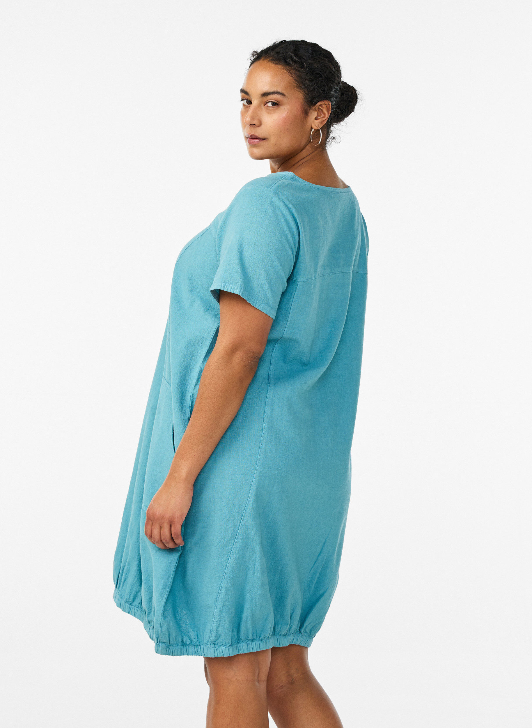ZizziRobe en coton &agrave; manches courtes, Bleu Clair, Model image number 2