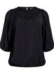 Blouse avec manches 3/4 et d&eacute;tails en dentelle, Noir, Packshot image number 0