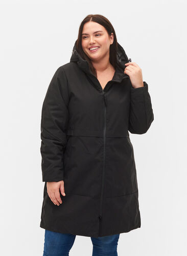 Veste d'hiver avec cordon de serrage à la taille, Black, Model image number 0