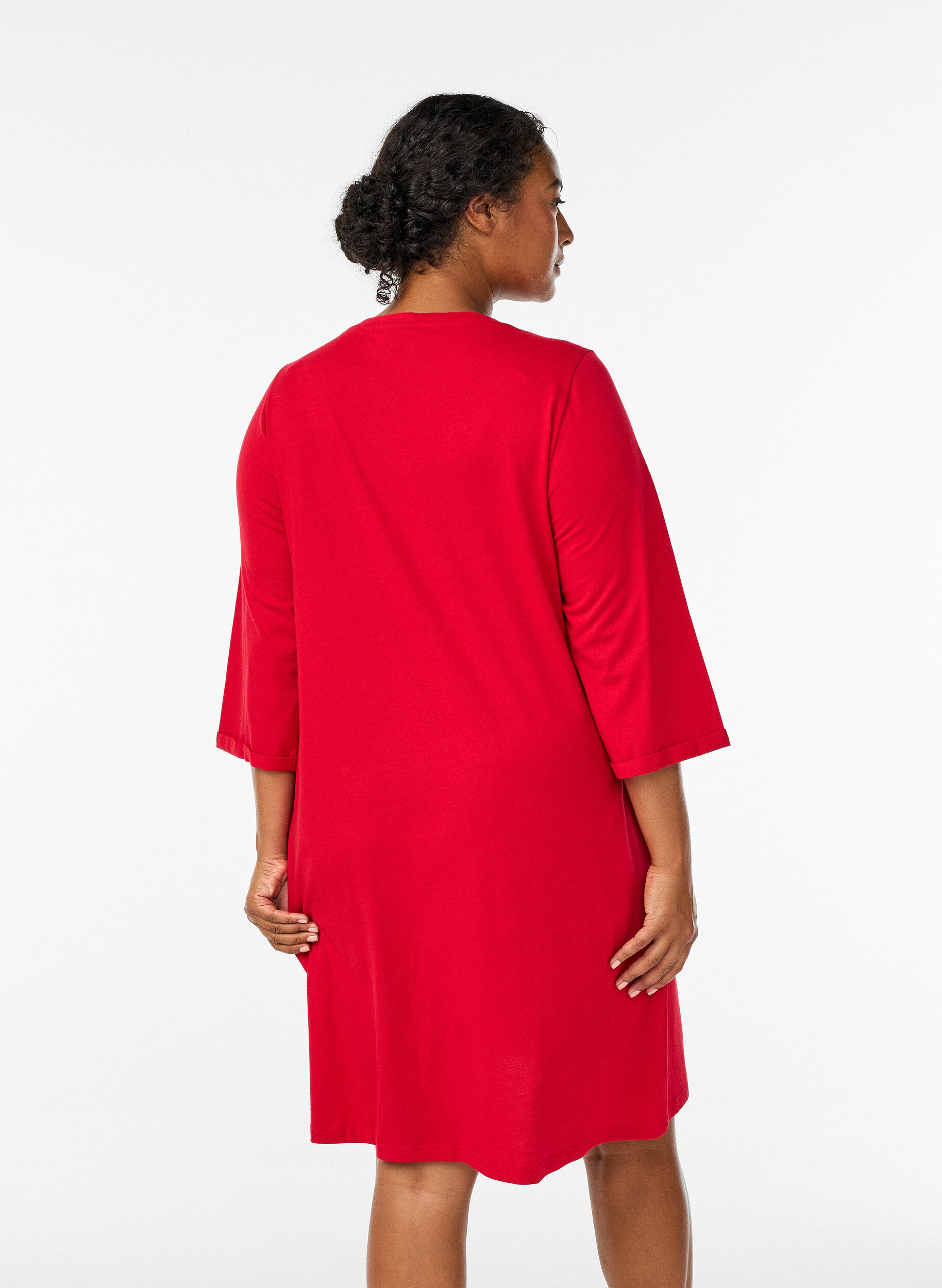 ZizziChemise de nuit en coton bio avec motif de No&euml;l, Rouge, Model image number 2