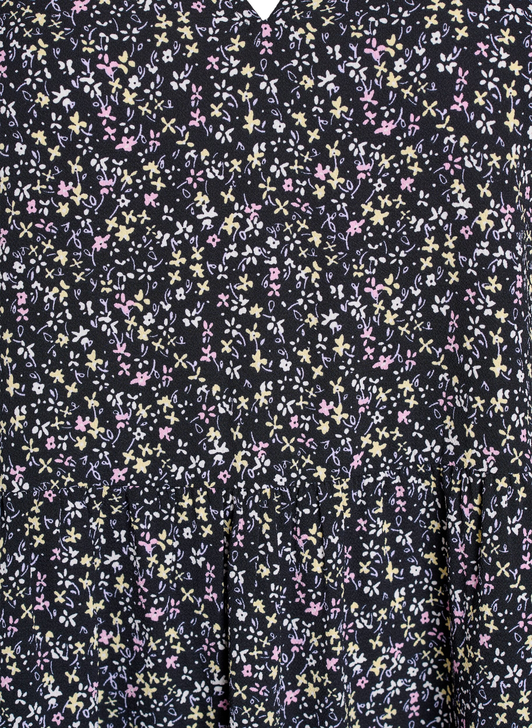 ZizziRobe &agrave; manches courtes coupe trap&egrave;ze avec d&eacute;coupes, Noir, Packshot image number 2