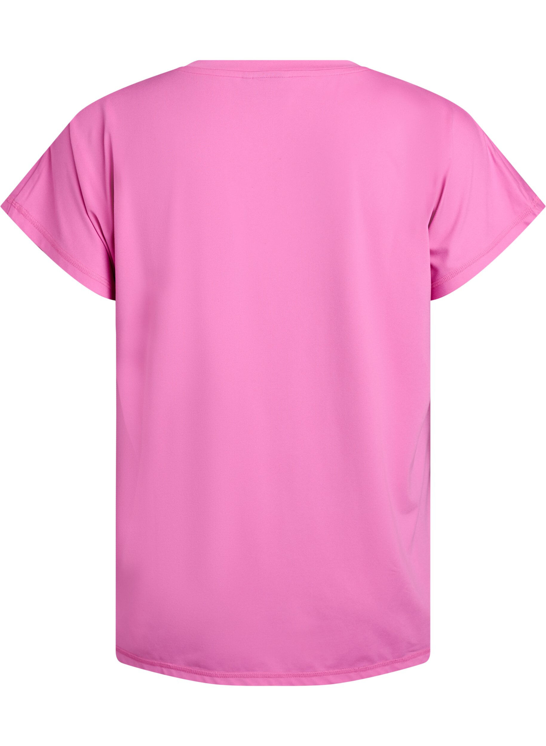 Zizzi T-shirt de sport ample avec col en v, Rose, Packshot image number 1