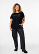 T-shirt en coton avec motif strass, Black w. Dream, Model image number 2
