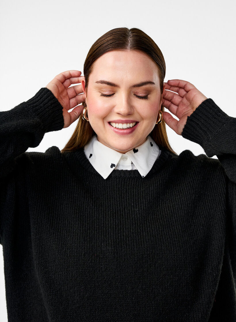 Col ample avec des cœurs brodés, White, Image image number 0