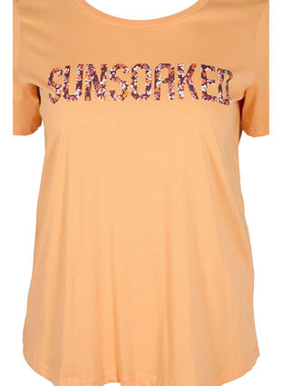 T-shirt en coton à manches courtes avec imprimé, Apricot Nectar SUN, Packshot image number 2