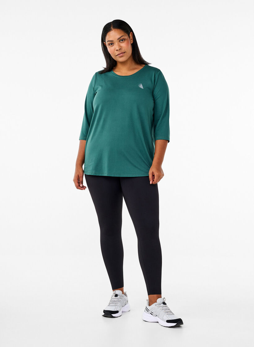 Haut de sport avec manches 3/4, Vert fonc&eacute;, Model image number 1