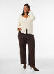 Cardigan with eyelet embroidery and wavy edges, Vanilla, Model image number 1