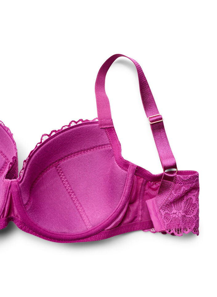 Soutien-gorge rembourr&eacute; avec dentelle et armatures, Violet, Packshot image number 3