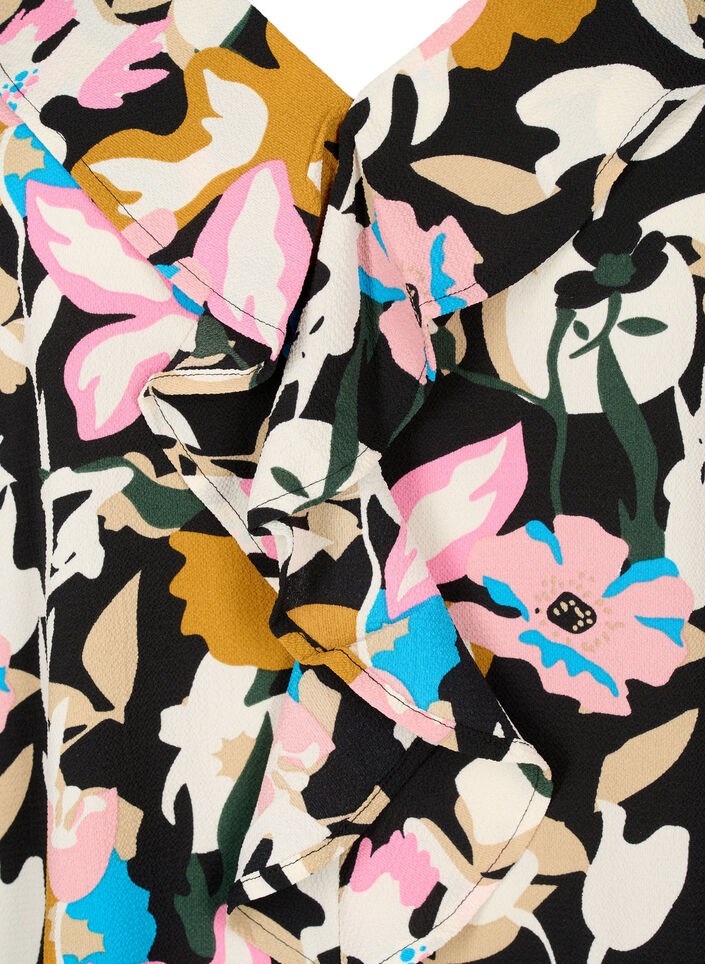 Blouse imprimée à volants, Black Multi Flower, Packshot image number 2