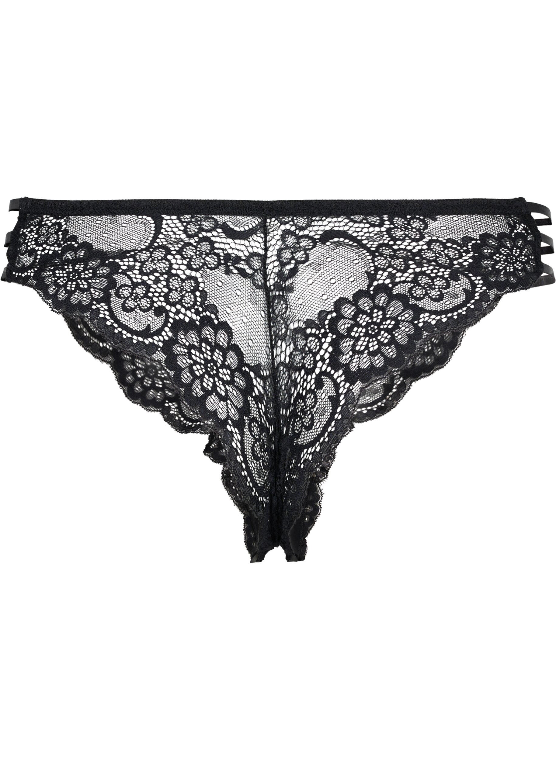 Zizzi Culotte br&eacute;silienne en dentelle, Black, Packshot image number 1