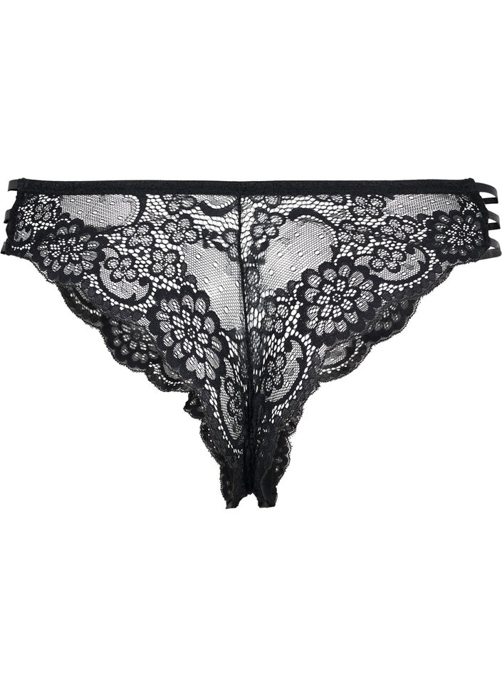 Culotte brésilienne en dentelle, Black, Packshot image number 1