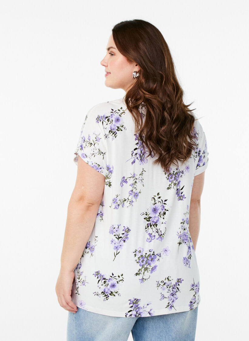 T-shirt avec imprimé floral, Violet, Model image number 2