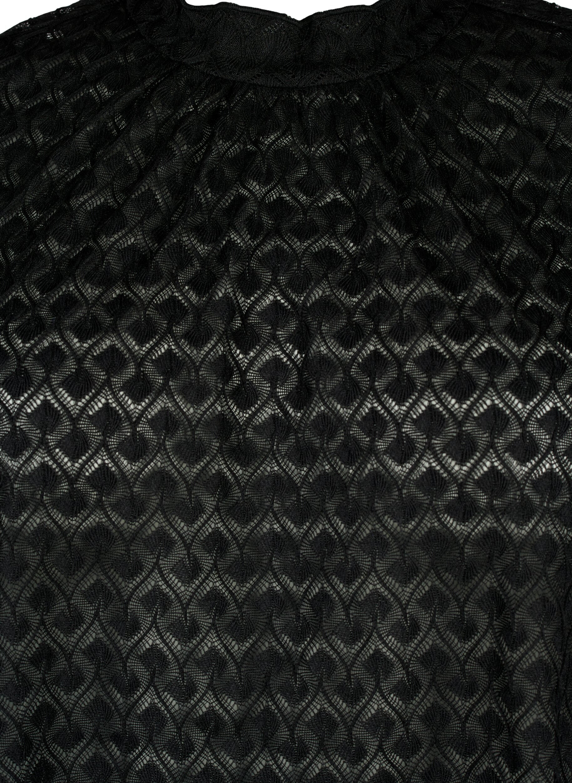 Zizzi  Blouse &agrave; manches longues avec texture &agrave; motifs, Black, Packshot image number 2