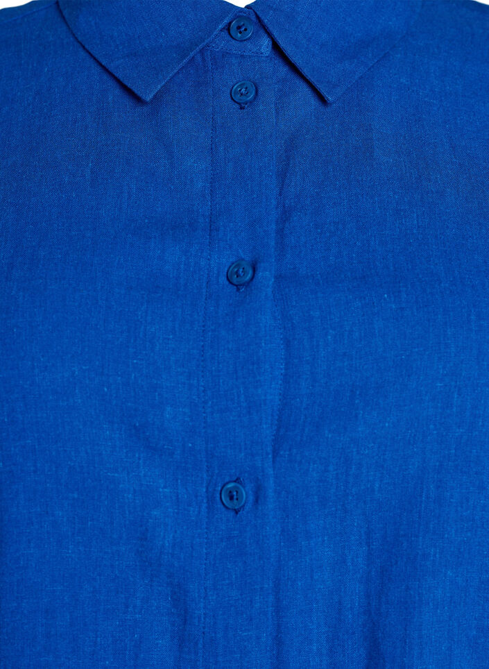 Chemise &agrave; manches courtes en lin et viscose, Bleu, Packshot image number 2
