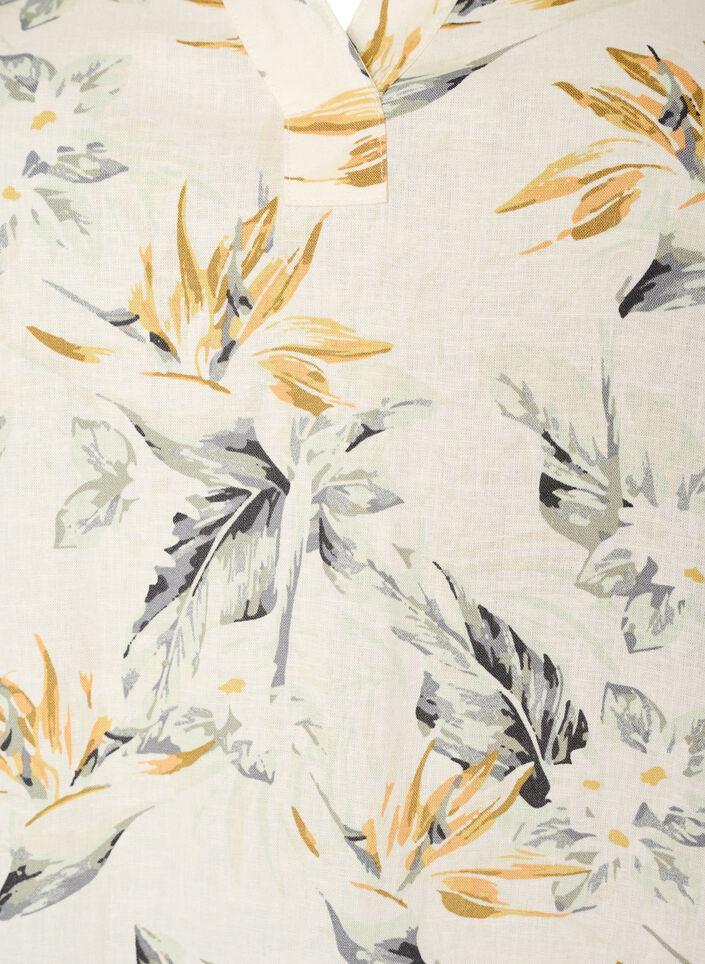 Robe midi en lin et viscose avec manches mi-longues, Blanc, Packshot image number 2