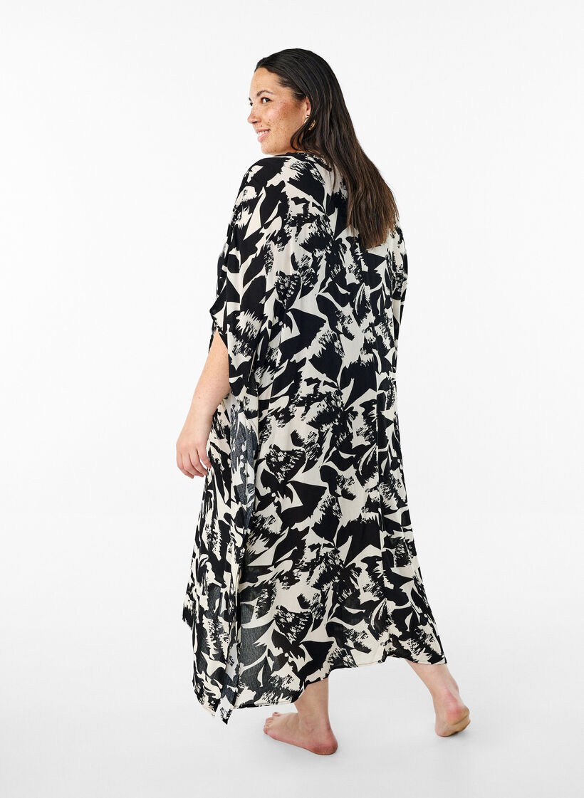 Robes de plage Kaftan &agrave; boutons, Beige, Model image number 1