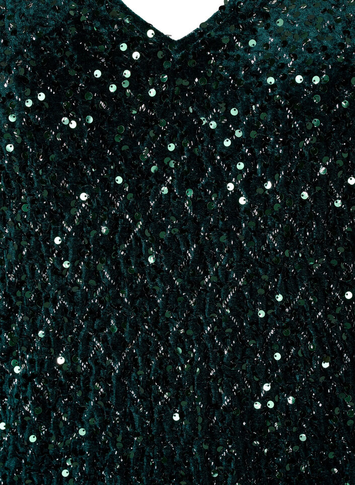 Robe à paillettes avec un décolleté en V et un motif carreaux, Rain Forest Sequins, Packshot image number 2