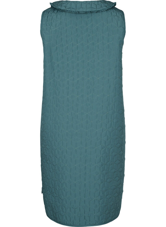 Gilet long matelassé avec col et volants, Sagebrush Green, Packshot image number 1