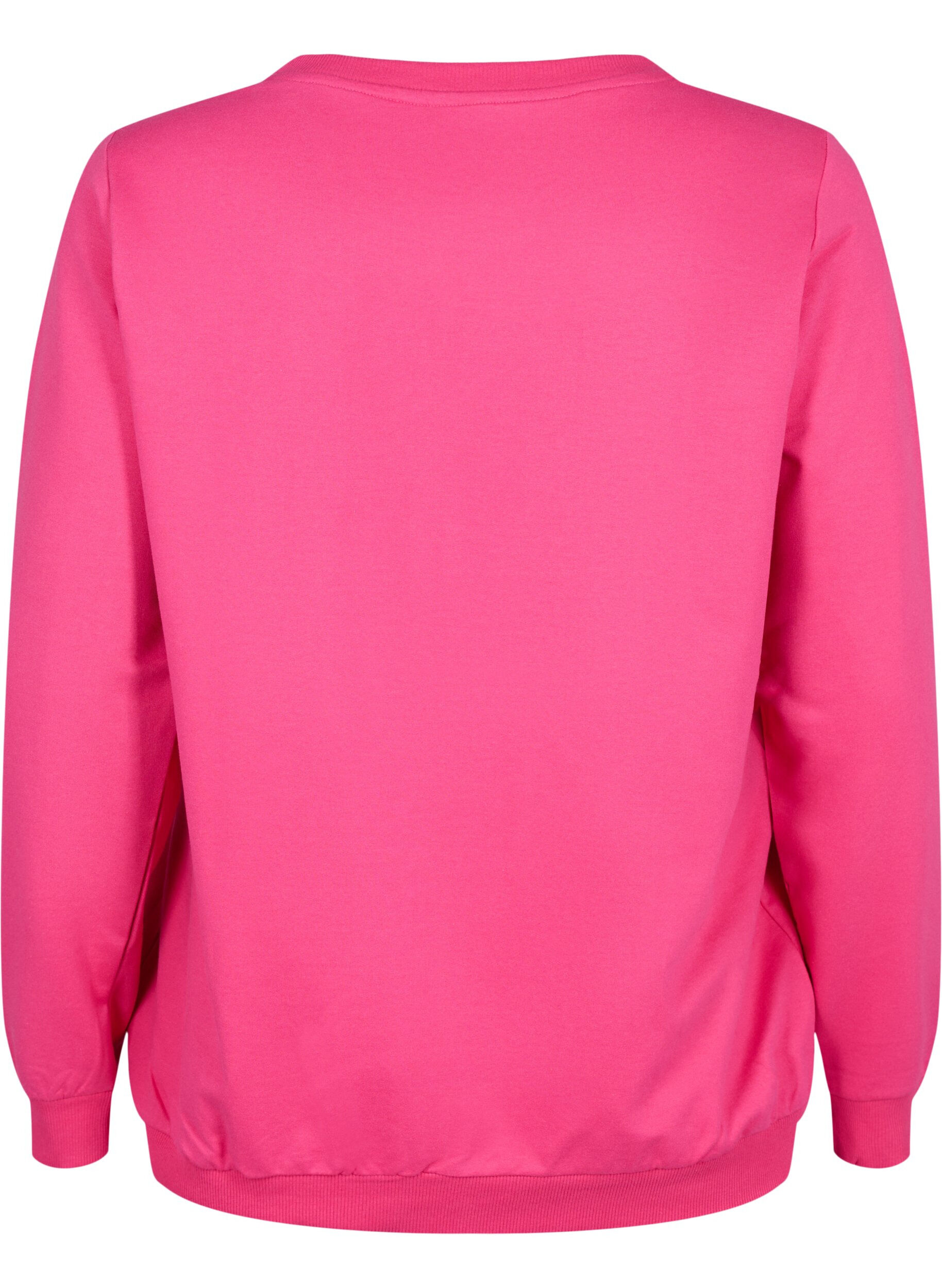 Zizzi Sweatshirt avec texte, Fuchsia P. W. Reset, Packshot image number 1