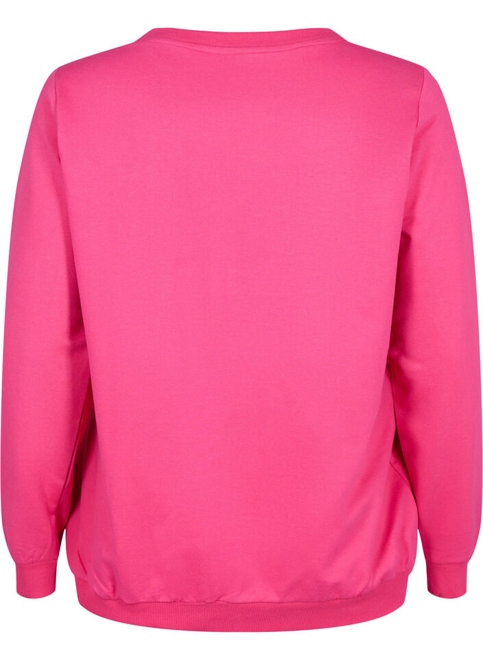 Sweatshirt avec texte, Fuchsia P. W. Reset, Packshot image number 1