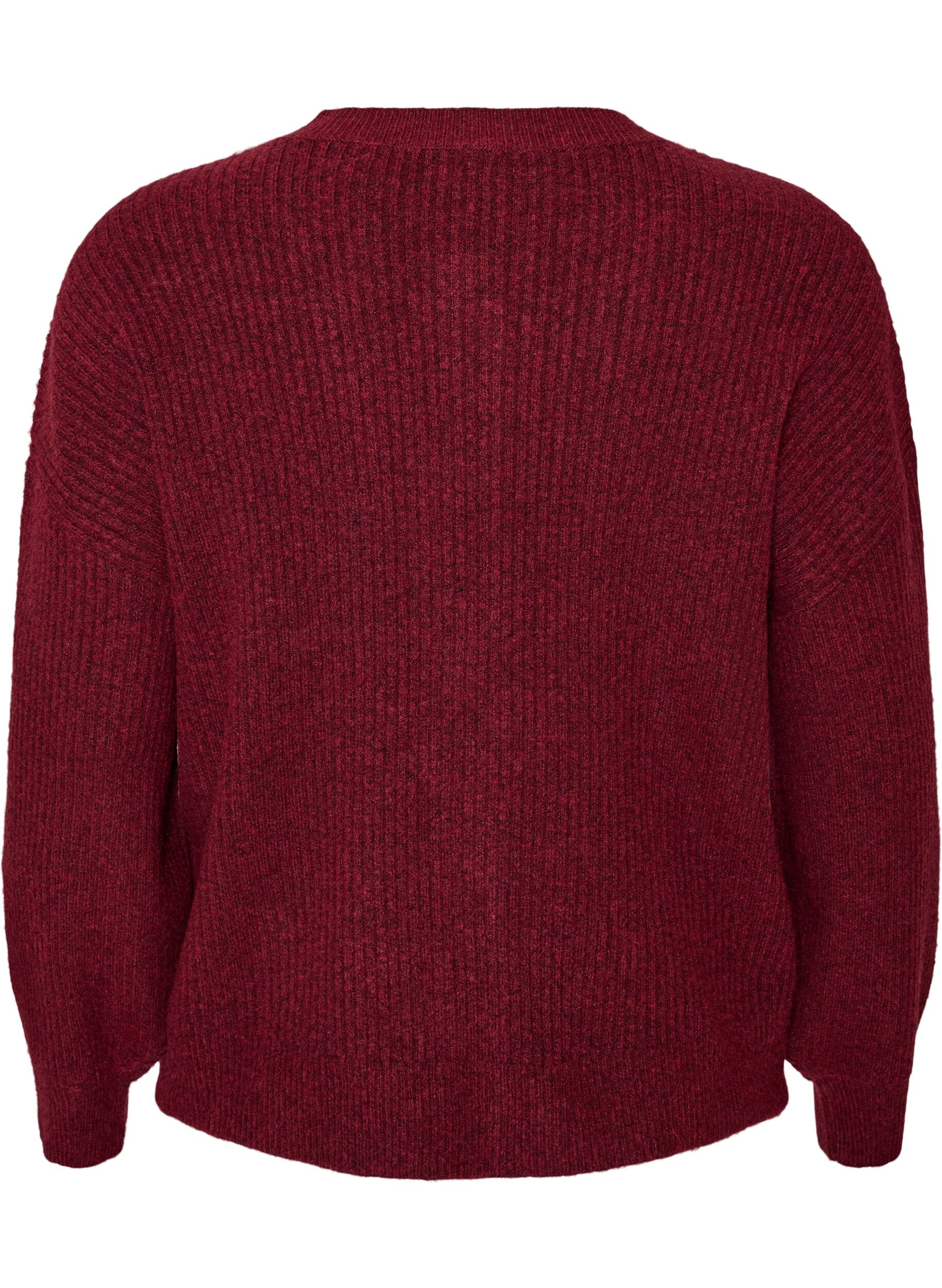 ZizziCardigan en tricot c&ocirc;tel&eacute; avec boutons, Bordeaux, Packshot image number 1
