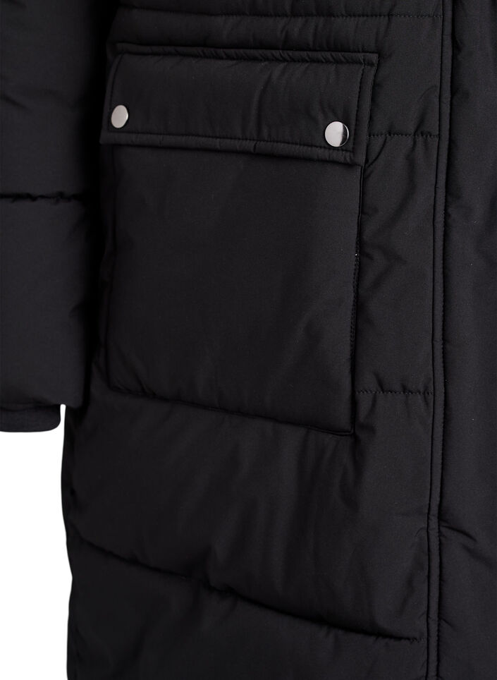Parka déperlante avec col en fausse fourrure, Noir, Packshot image number 3
