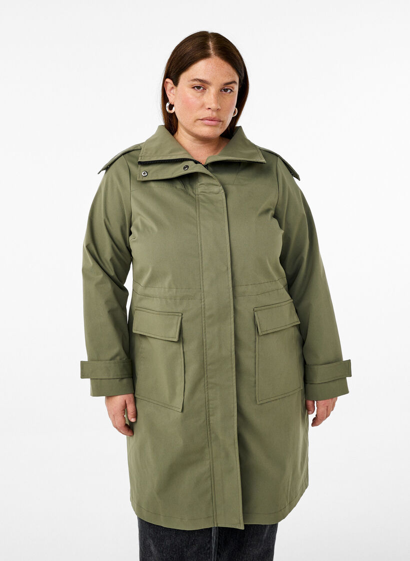 Veste parka imperméable, Vert foncé, Model image number 0