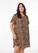 Robe &agrave; manches courtes avec imprim&eacute;, Marron, Model image number 0