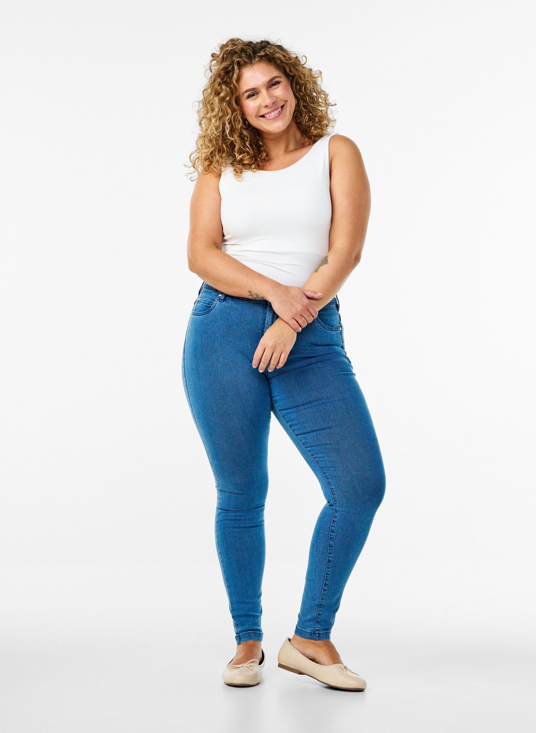 Jean Amy super slim taille haute, Bleu, Model
