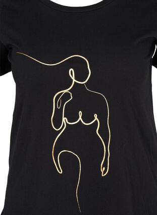 T-shirt en coton avec imprimé , Black w. Gold Foil , Packshot image number 2