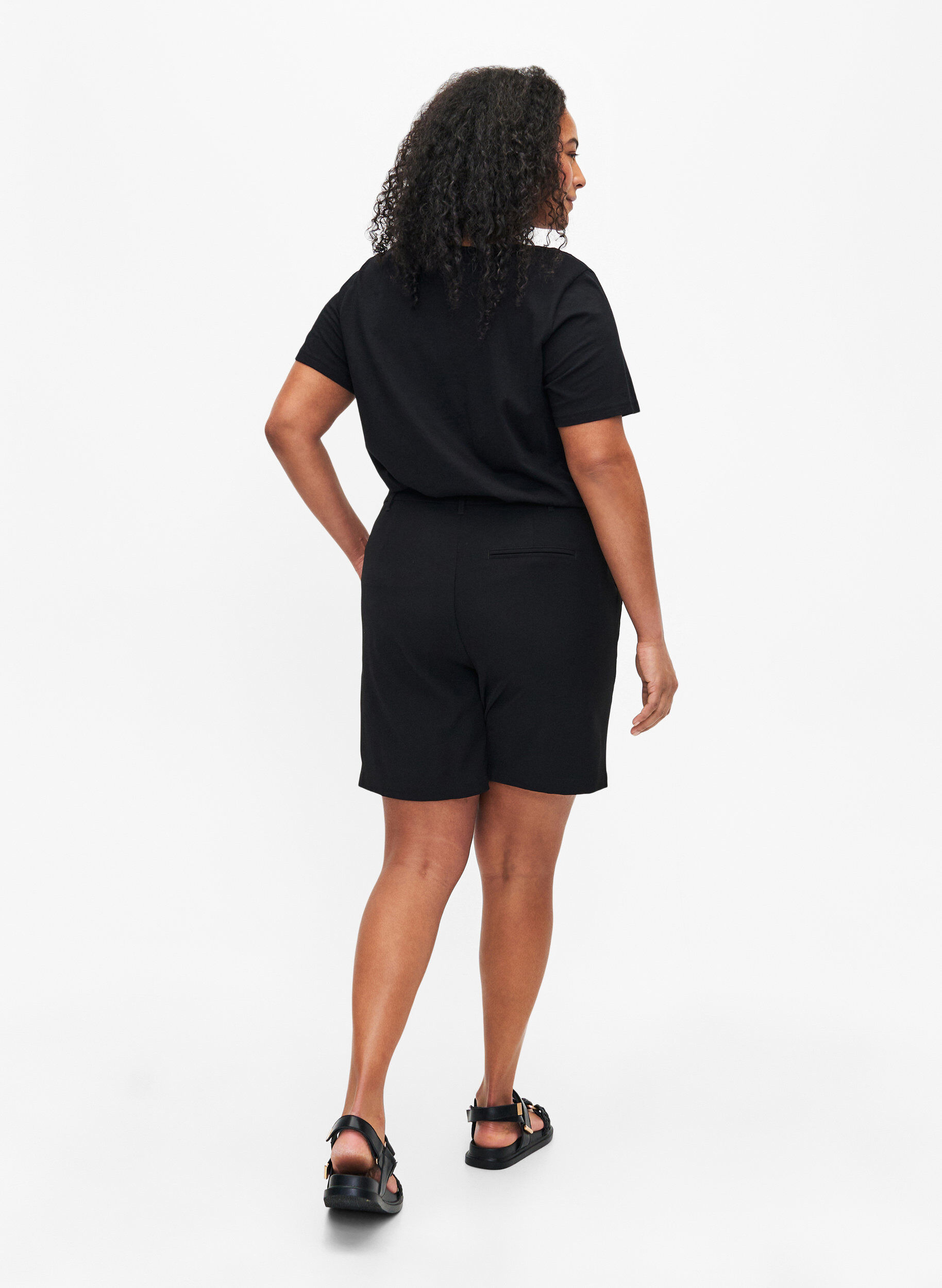 Zizzi Bermuda taille haute, Black, Model image number 1