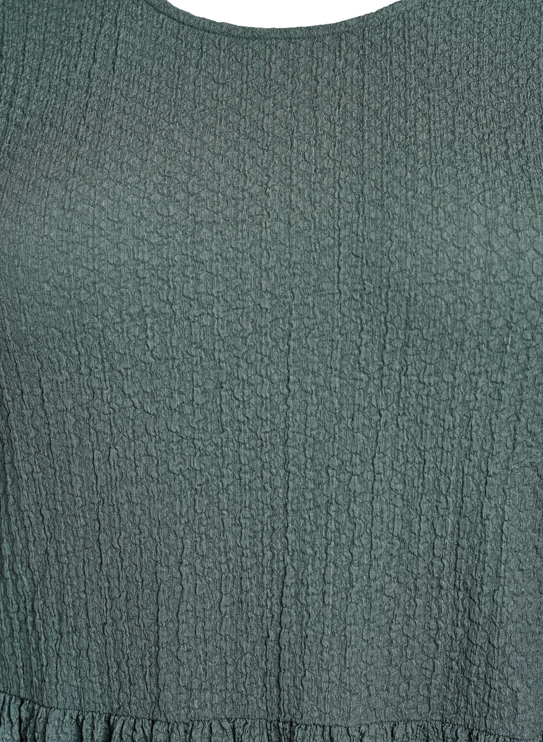 Zizzi FLASH - Robe courte textur&eacute;e &agrave; manches 3/4, Vert fonc&eacute;, Packshot image number 2