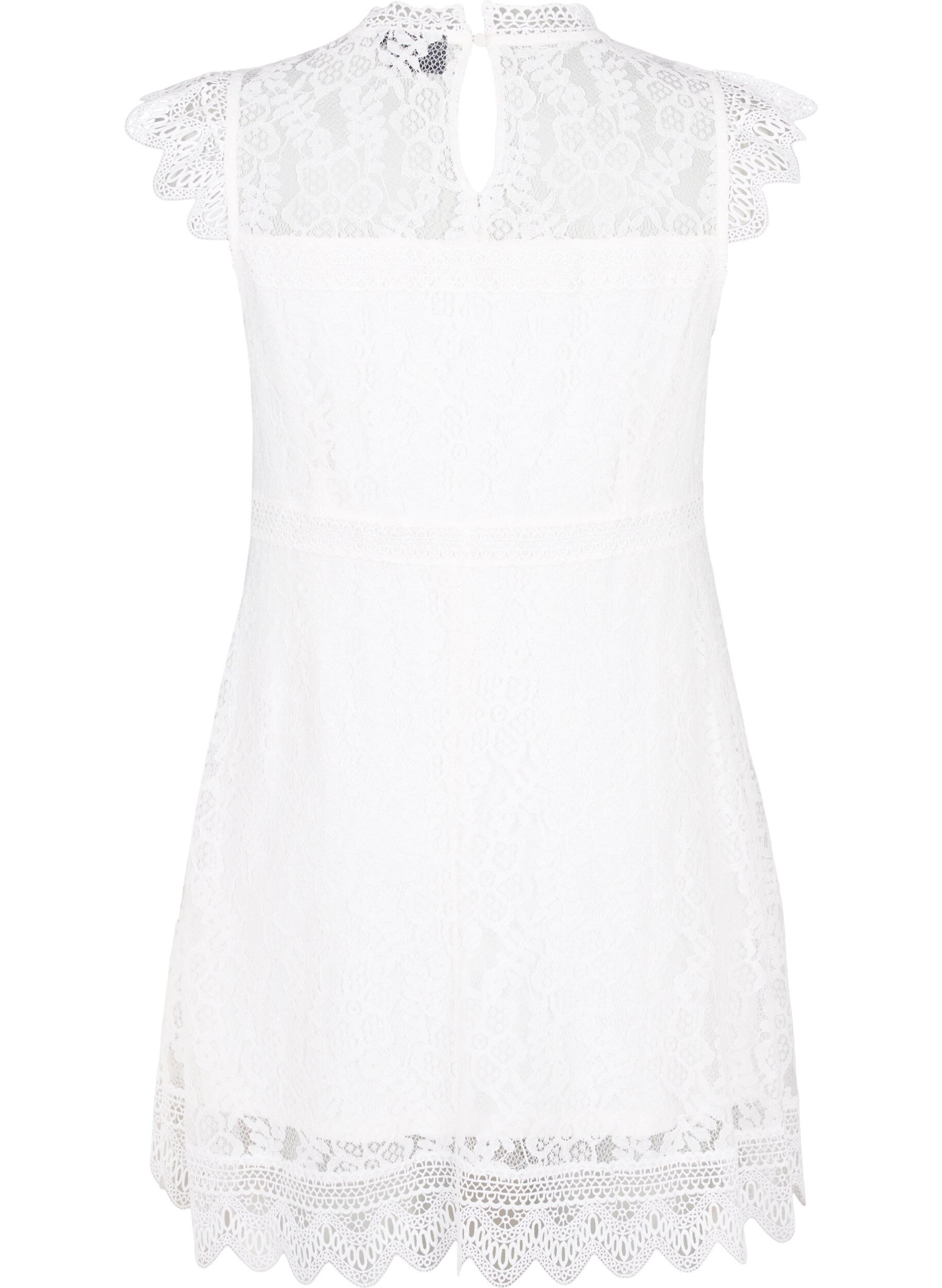 Zizzi Robe en dentelle sans manches, Bright White, Packshot image number 1