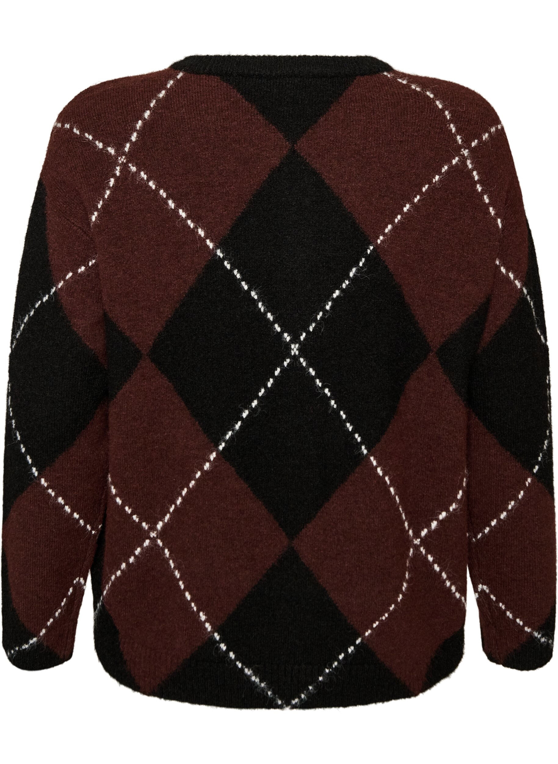 ZizziCardigan &agrave; motif argyle, Noir, Packshot image number 1