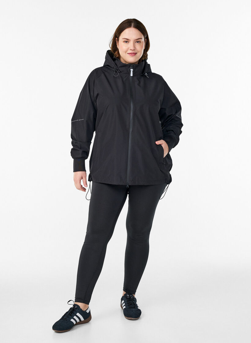 Veste de pluie avec détails réfléchissants, Noir, Model image number 1