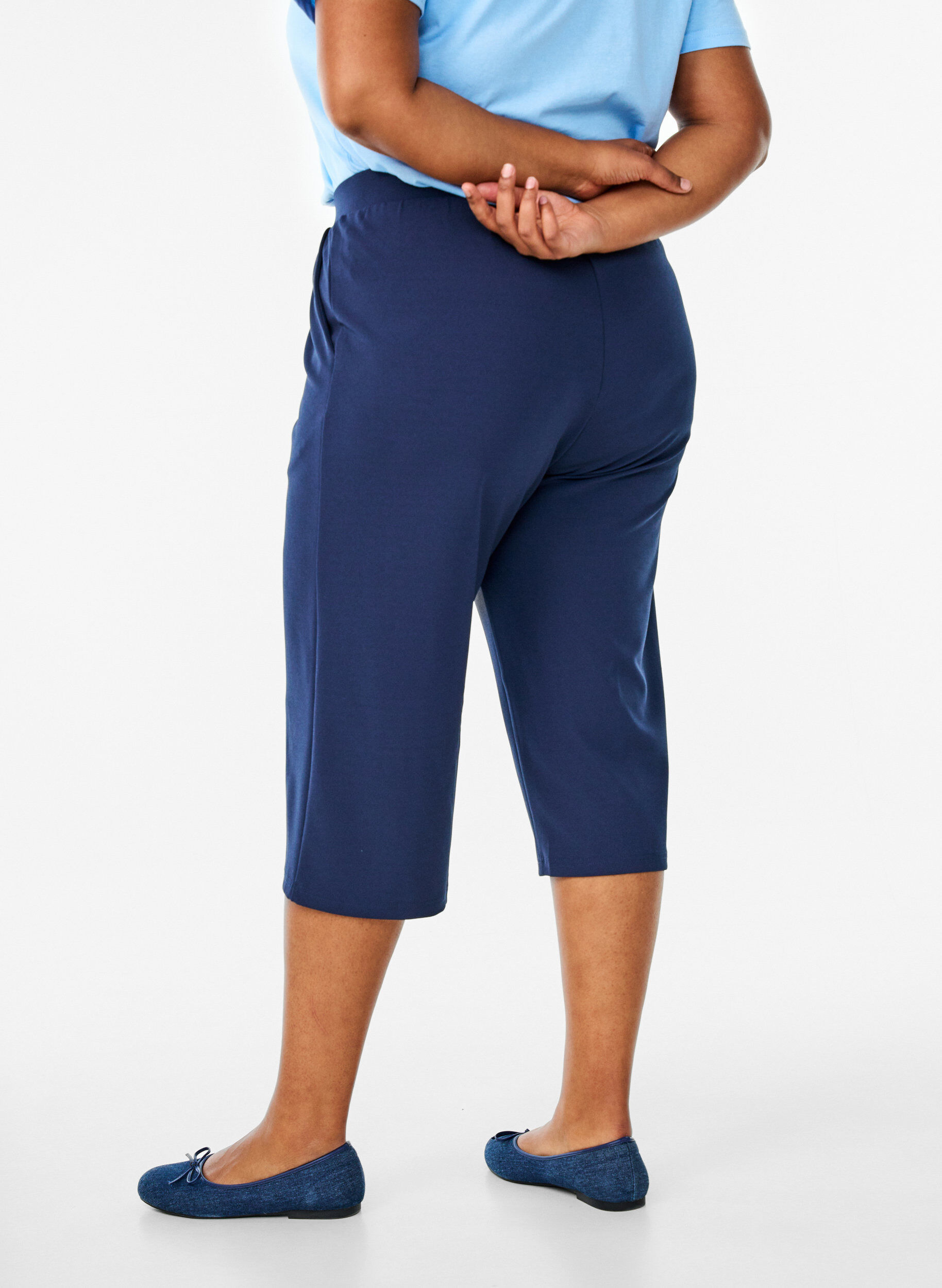 Zizzi Culotte taille haute &agrave; coupe ample, Bleu, Model image number 1