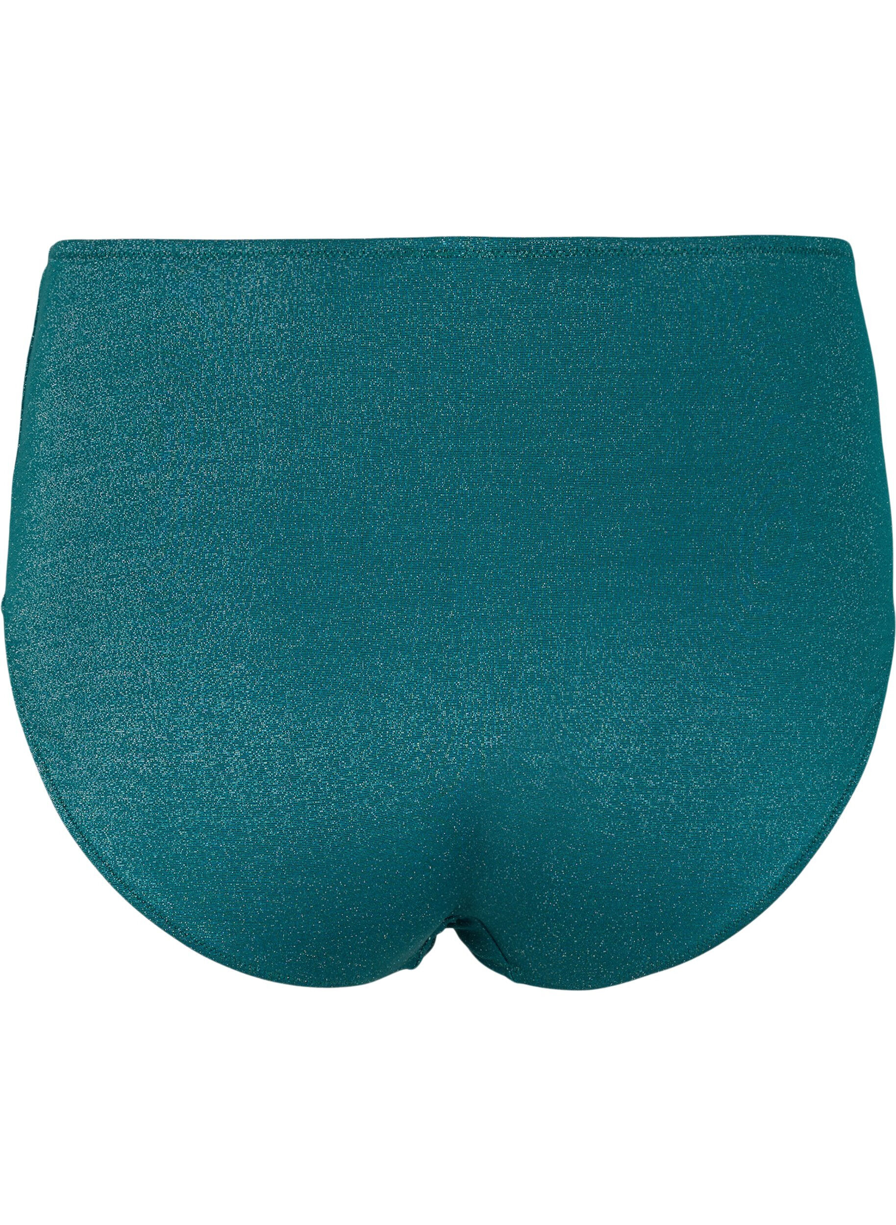 Zizzi Culotte de bikini &agrave; paillettes taille haute, Vert fonc&eacute;, Packshot image number 1