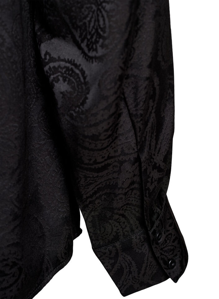 Chemise &agrave; motif cachemire ton sur ton, Noir, Packshot image number 3