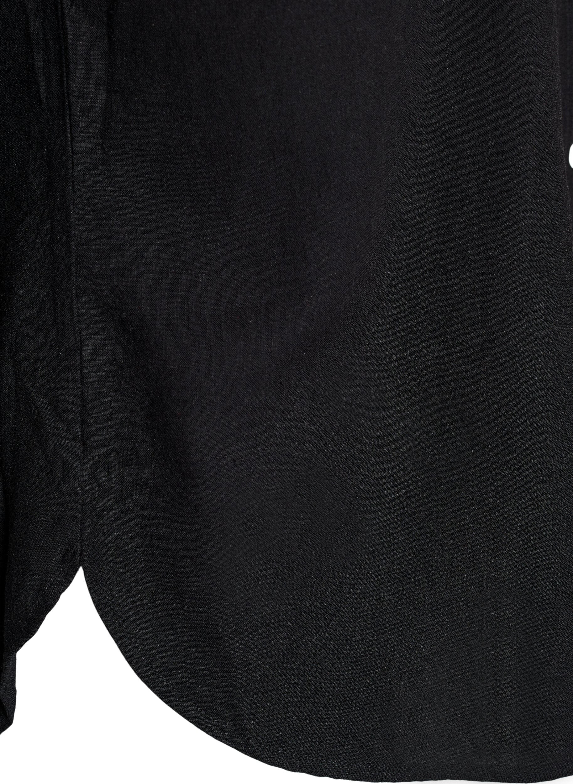 ZizziChemise en lin et viscose avec manches 3/4, Noir, Packshot image number 3