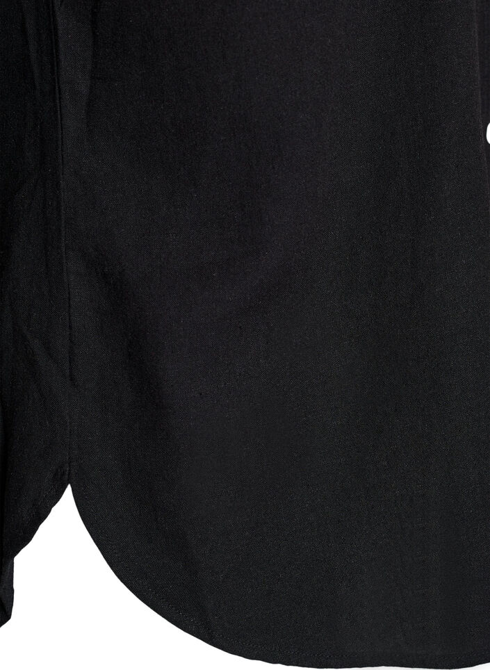 Chemise en lin et viscose avec manches 3/4, Noir, Packshot image number 3