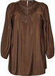 Tunique en viscose avec dentelle, Marron, Packshot image number 0