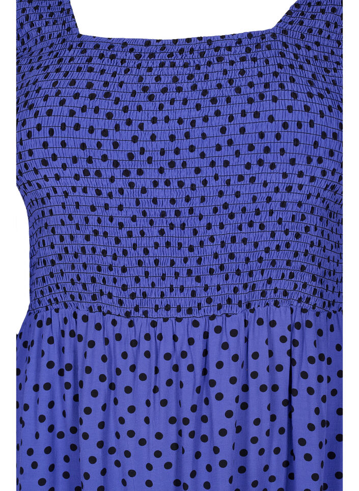 Robe en viscose à pois avec smock, R.Blue w. Black Dot, Packshot image number 2