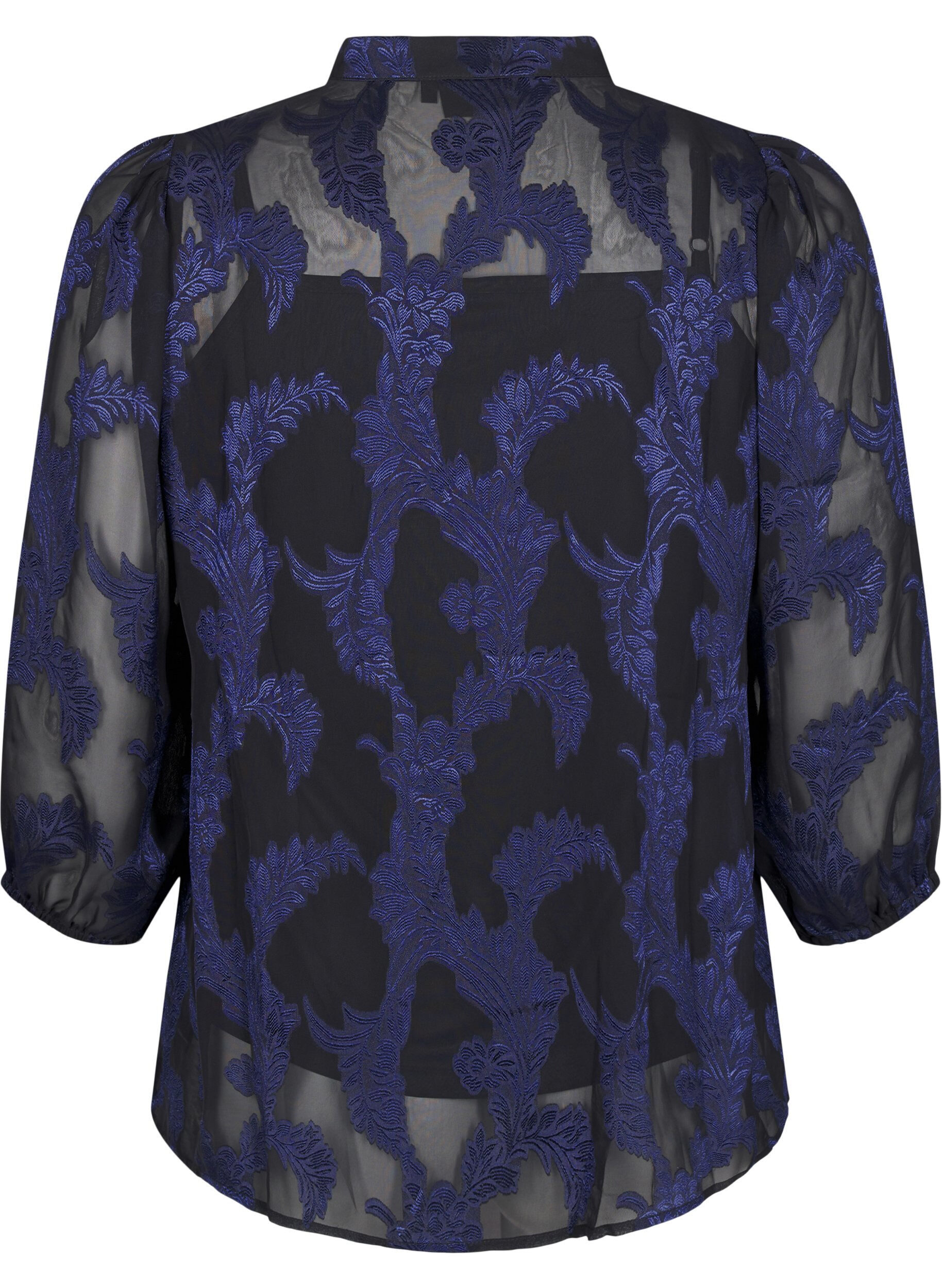 Zizzi Chemisier en mousseline &agrave; motif jacquard, Evening Blue, Packshot image number 1