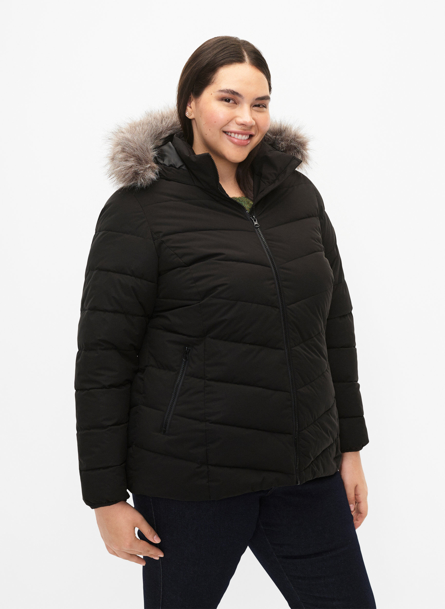 ZizziVeste courte &agrave; capuche, Noir, Model image number 0